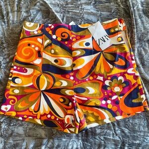 Zara Women's High Waist Colorful Patterned Shorts